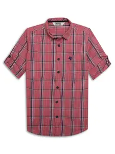 Cantabil Boys Windowpane Checks Comfort Cotton Casual Shirt