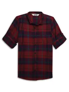 Cantabil Boys Windowpane Checked Comfort Cotton Casual Shirt