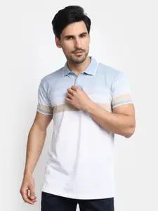 V-Mart Striped Polo Collar Cotton T-shirt