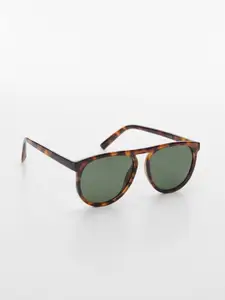 MANGO MAN Green Lens & Brown Oversized Sunglasses with Polarised and UV Protected Lens