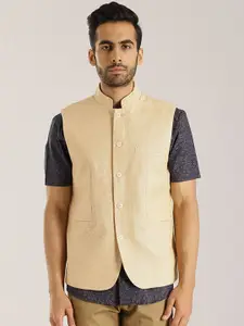 Indian Terrain Linen Cotton Sleeveless Nehru Jacket