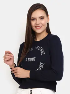 V-Mart Typography Printed Cotton Pullover