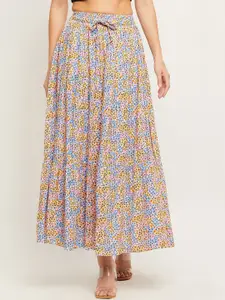 NABIA Floral Printed Flared Maxi Skirt