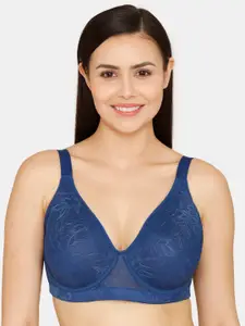 Zivame Floral Half Coverage Underwired Lightly Padded Everyday Bra With All Day Comfort
