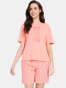 Zivame Typography Printed Pure Cotton Night Suit