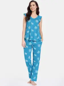 Zivame Floral Printed Pure Cotton Night Suit