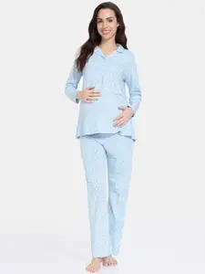 Zivame Floral Printed Pure Cotton Maternity Night Suit