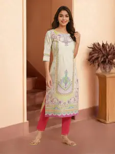 W Women Ethnic Motifs Printed Straight Pure Cotton Kurta