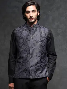 RARE RABBIT Men Colac Slim Fit Floral Printed Nehru Jackets