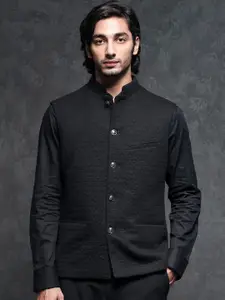 RARE RABBIT Men Mitzi Tailored Fit Textured Nehru Jackets