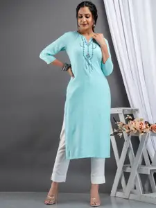 SUTI Geometric Yoke Design Thread Work Straight Kurta