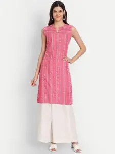 SUTI Geometric Printed Sleeveless A-Line Kurta