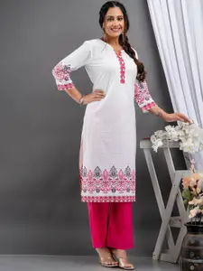 SUTI Ethnic Motifs Printed Pure Cotton Straight Kurta