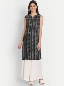SUTI Geometric Printed Sleeveless A-Line Kurta
