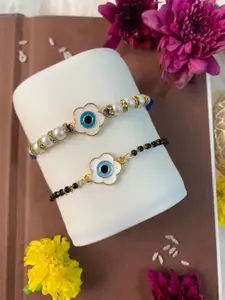 I Jewels Set Of 2 Evil Eye Bhaiya Bhabhi Mangalsutra Bracelet Rakhi