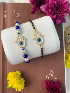 I Jewels Set Of 2 Evil Eye Bhaiya Bhabhi Mangalsutra Bracelet Rakhi Set