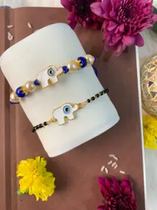 I Jewels Set Of 2 Evil Eye Bhaiya Bhabhi Mangalsutra Bracelet Rakhi Set