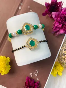 I Jewels Set Of 2 Evil Eye Bhaiya Bhabhi Mangalsutra Bracelet Rakhi Set