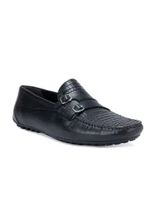 ROSSO BRUNELLO Men Textured Leather Formal Monk Shoes