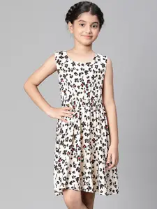 Oxolloxo Girls Floral Printed Sleeveless A-Line Dress