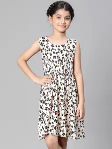 Oxolloxo Girls Floral Printed Sleeveless A-Line Dress