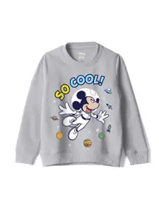Wear Your Mind Boys Mickey Mouse Printed Round Neck Cotton Sweatshirt