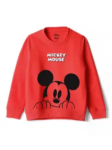 Wear Your Mind Girls Mickey Mouse Printed Long Sleeves Pure Cotton Sweatshirt