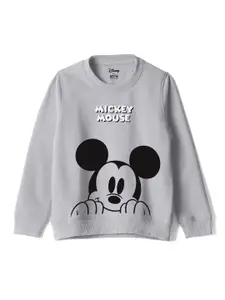 Wear Your Mind Boys Mickey Mouse Printed Long Sleeves Pure Cotton Sweatshirt