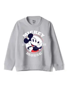 Wear Your Mind Boys Mickey Mouse Graphic Printed Round Neck Cotton Regular Sweatshirt