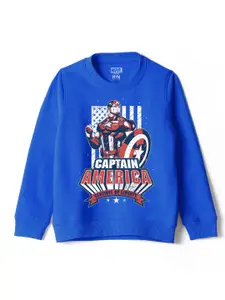 Wear Your Mind Boys Captain America Graphic Printed Round Neck Cotton Regular Sweatshirt