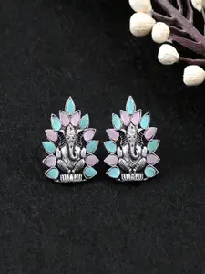 UNIVERSITY TRENDZ Silver Plated Kundan Studded Drop Earrings