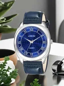 LOREM Men Brass Dial & Leather Straps Analogue Watch LR92