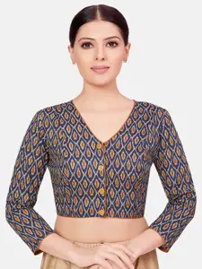 Studio Shringaar Ikat Printed Pure Cotton Saree Blouse