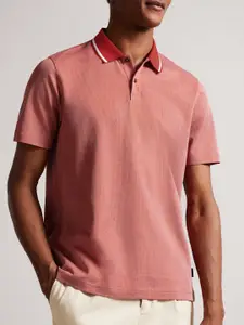Ted Baker Regular Fit Polo Collar Jacquard Cotton Casual T-shirt