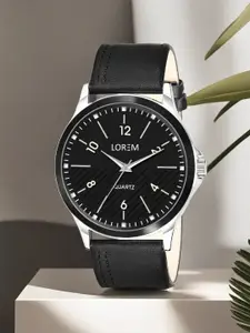 LOREM Men Brass Dial & Leather Straps Analogue Watch