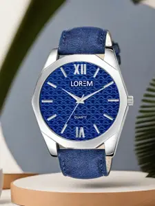LOREM Men Textured Dial Leather Straps Analogue Watch LR86