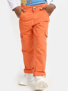 V-Mart Boys Orange Mid-Rise Cargos Trousers