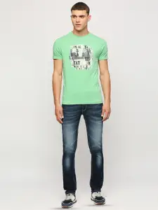 Pepe Jeans Graphic Printed Cotton Slim Fit T-shirt