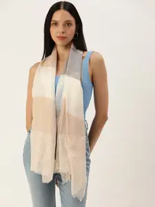 ASVA Women Frayed Striped Scarf