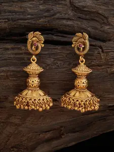 Kushal's Fashion Jewellery Gold Plated CZ Studded Dome Shaped Jhumkas