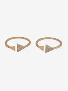 Kushal's Fashion Jewellery Set Of 2 Gold-Plated CZ-Studded Toe Rings