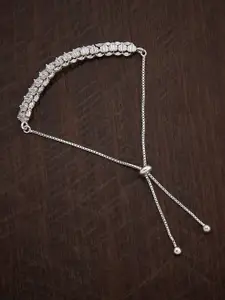 Kushal's Fashion Jewellery Cubic Zirconia Rhodium-Plated Link Bracelet