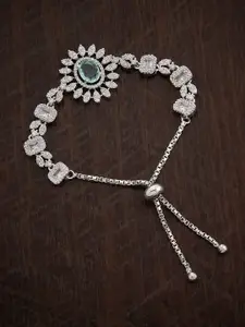 Kushal's Fashion Jewellery Cubic Zirconia Rhodium-Plated Link Bracelet