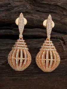 Kushal's Fashion Jewellery Gold-Plated Teardrop Shaped Drop Earrings