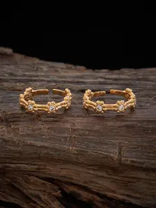 Kushal's Fashion Jewellery Set Of 2 Gold-Plated CZ Studded Toe Rings