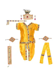 BAESD Boys Embellished Angrakha Gotta Patti k Kurta With Dhoti Pants
