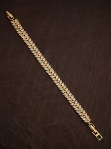 Kushal's Fashion Jewellery Gold-Plated Cubic Zirconia Studded Link Bracelet