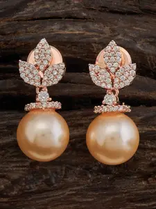 Kushal's Fashion Jewellery Gold-Embellished Bridal Contemporary Zircon Studs
