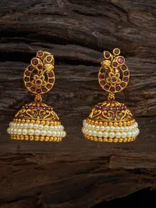 Kushal's Fashion Jewellery Gold-Plated Cubic Zirconia Studded Dome Shaped Jhumkas