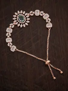 Kushal's Fashion Jewellery Rose Gold-Plated Cubic Zirconia Studded Wraparound Bracelet